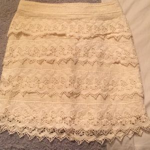Cream lace mini skirt